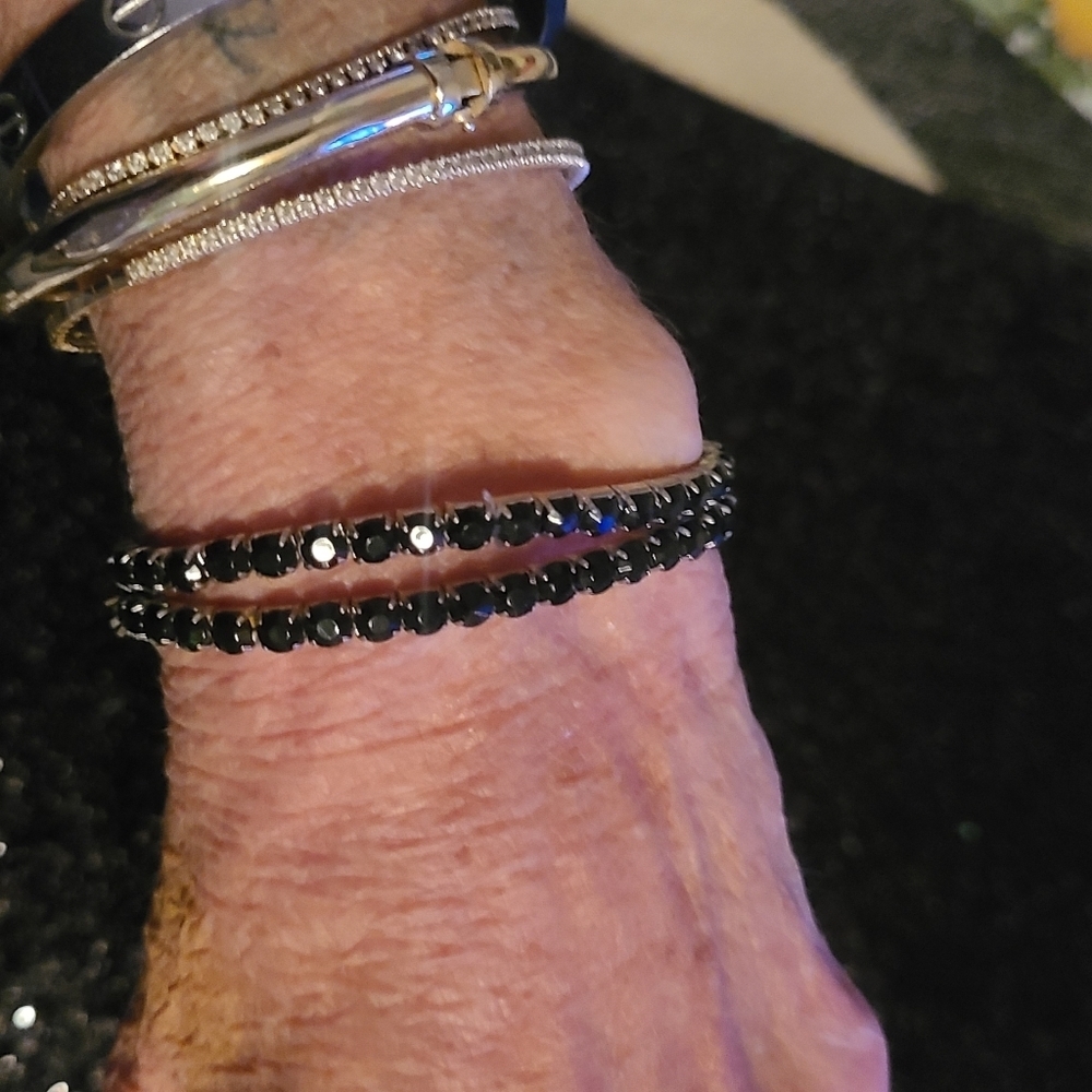 DARK NAVY Stretch Crystal Beady Bracelets (2qty)